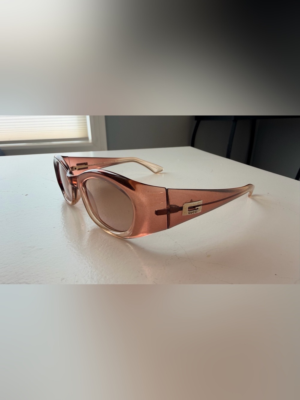 Vintage 90s Gucci GG 2432/S T2V Ombre Pink Oval Sunglasses Tom Ford Era